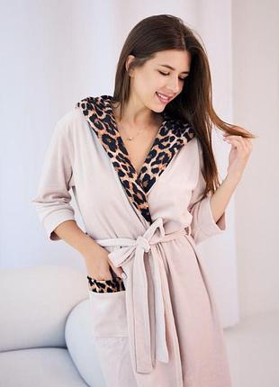Халат жіночий велюровий на запах з капюшоном р. s,m,l,xl