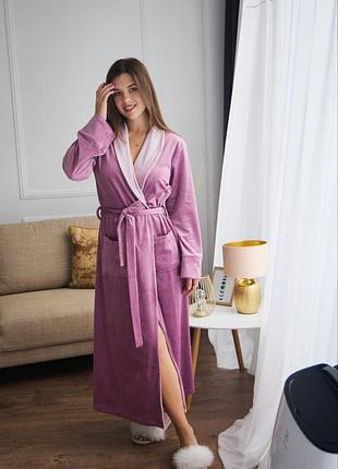 Халат жіночий довгий велюровий на запах р.s,m,l,xl
