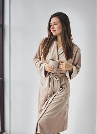 Халат женский короткий велюровый на запах р.s,m,l,xl