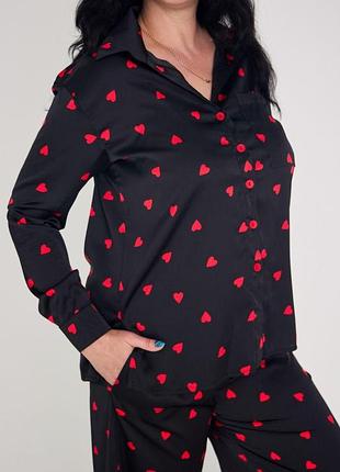 Шелковая пижама штаны и рубашка s/m,l/xl,2xl\3xl