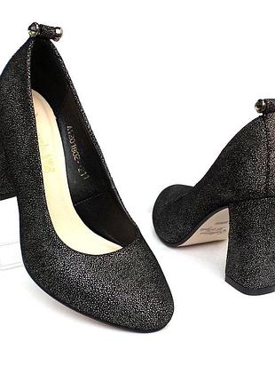 Туфли женские angels кожаные черные на каблуках 8см. 37 (23,5см)
