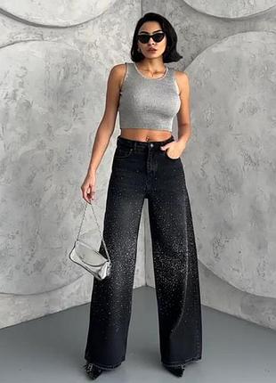 Джинси жіночі чорні зі стразами. 42