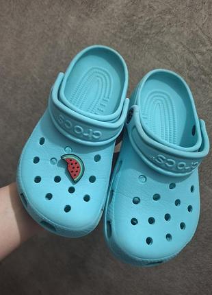 Сабо крокс crocs classic cayman морская волна, размер m1 w3, 32-33, на ножку до 20 см