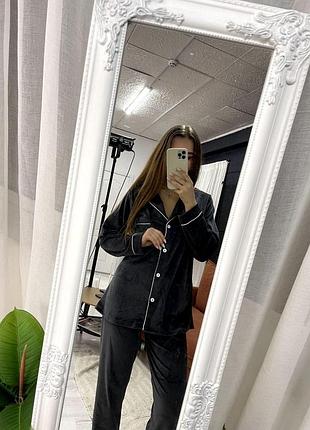 Жіноча піжама велюрова р.s,m,l,xl сорочка та штани