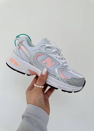 New balance 530 white silver pink