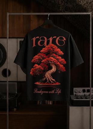 Оверсайз футболка черная стрейч-кулир с принтом rare bonsai