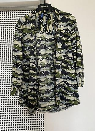 Рубашка мужская милитари камуфляж h&m 50 хл 100 % хлопок