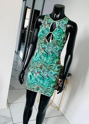Яркое сетчатое платье asos design, размер uk 6 (xs)