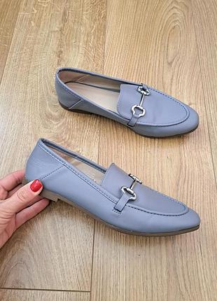 Серые женские балетки лоферы туфли без каблука мокасины