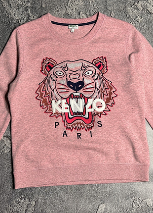 Світшот kenzo paris tiger рожевий з вишивкою тигра жіночий l