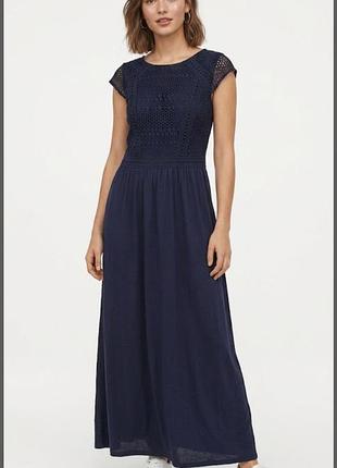 Нова темно-синя сукня максі h&m з мереживом, розмір m