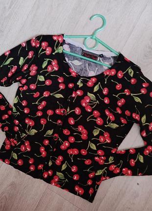 Вінтажна кофтинка в вишеньки 🍒🍒🍒 на гудзичках. 7