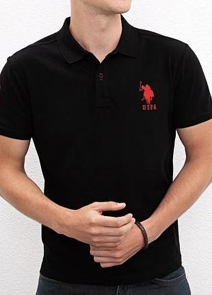 Поло чорне u.s polo assn l чоловіча футболка