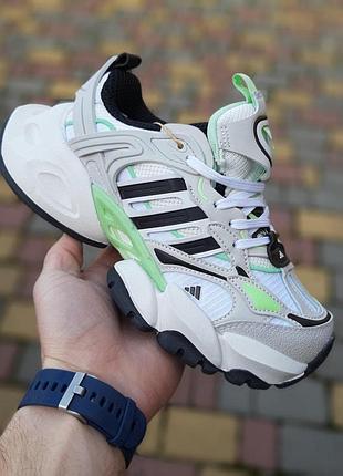 Жіночі літні кросівки adidas vento xlg deluxe білі з чорним та салатов кросівки адідас венто делюкс топ якість 39(24.5см)