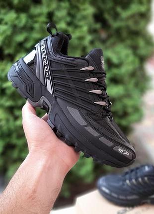 Чоловічі зимові термо кросівки salomonacs oq gore-tex чорні сірий напис чоловічі теплі термо кросівки саломон 44(28см)