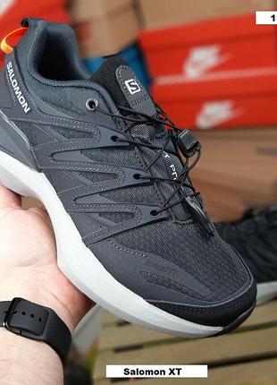 Кроссовки мужские salomon xt темно серые с оранжевым демисезонные текстильные саломон хт спортивные для бега и ходьбы 46(28.5см)