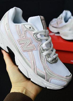 Кросівки жіночі new balance 740 білі з рожевим текстиль нью беланс 740 на весну, літо, осінь