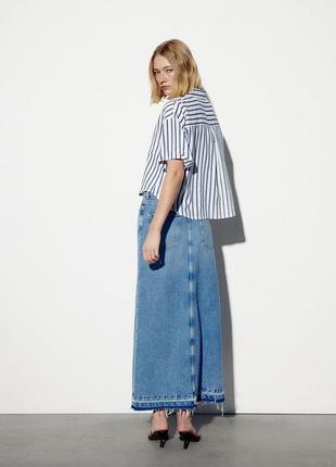 Жіноча сорочка кроп у смужку льон віскоза бренд zara