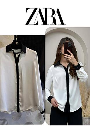 Сатинова сорочка/блуза zara в класичному стилі