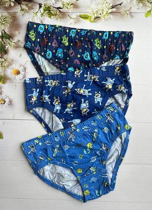 Трусики слипы на мальчика синий микс (набор 3 шт.) primark р. 116 см (5-6 лет)