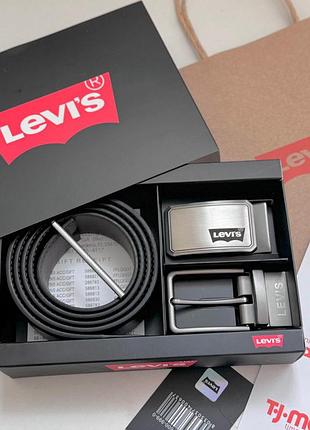 Двусторонний ремень с двумя пряжками в подарочной упаковке levis (516)