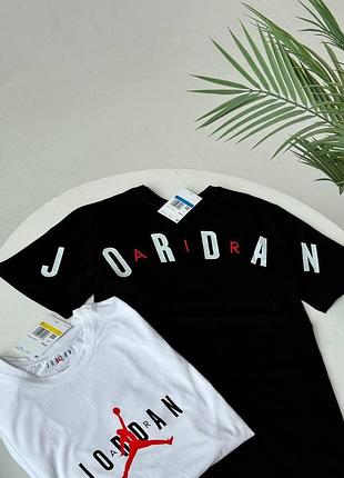 Чоловіча футболка jordan — брендова футболка джордан з принтом на грудях і спині (чорна, біла) l, білий