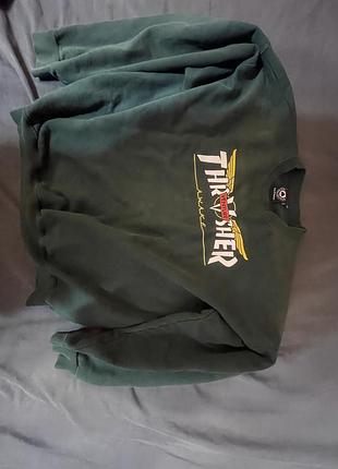 Толстовка thrasher venture collab crew в цвете forest green