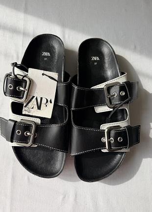Шльопанці шкіра комбіновані zara