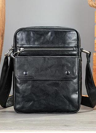 Шкіряна чоловіча сумка середніх розмірів leather collection (6119)