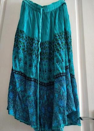 Юбка яркая вискоза цвет бирюза l, xl, xxl