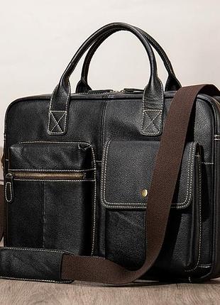 Мужская вместительная сумка для ноутбука leather collection (7212)