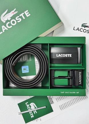 Мужской набор, ремень с двумя пряжками lacoste (989-1)