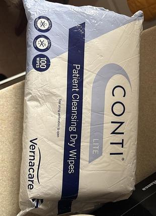 Сухі серветки для очищення пацієнтів conti lite від бренду vernacare.