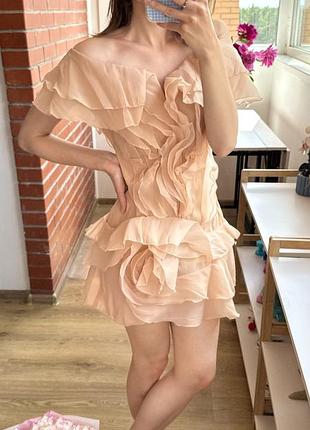 Стильна коротка сукня з шифону в стильні one by one, balykina, ivina boutique