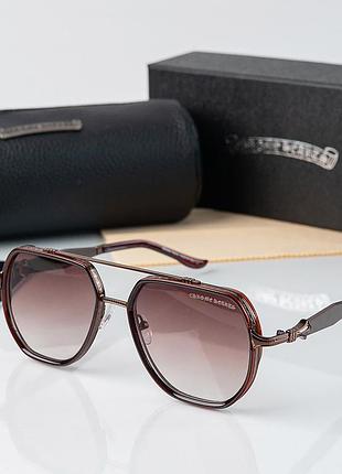 Брендові чоловічі окуляри chrome hearts (5221) brown