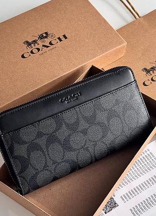 Жіночий брендовий гаманець на блискавці coach (1380) black
