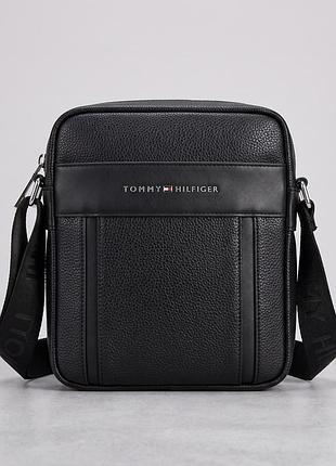 Мужская брендовая сумка через плечо tommy (6210) черная