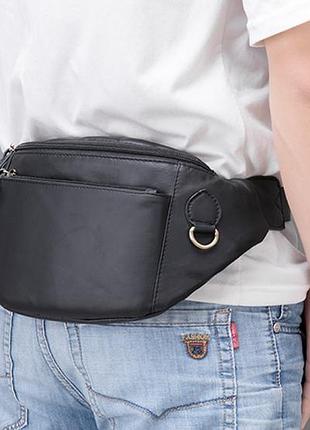 Мужская сумка на пояс и на грудь из натуральной кожи, слинг, бананка leather collection (8839)