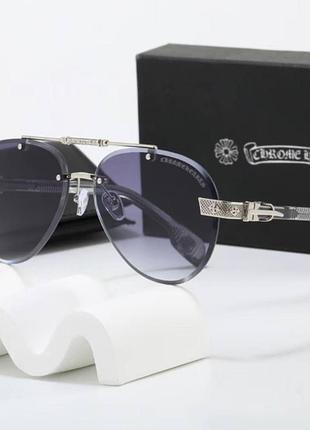 Солнцезащитные стильные очки безоправные chrome hearts (7847) серые