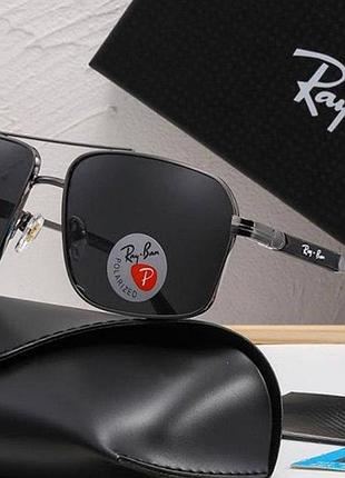 Солнцезащитные брендовые очки ray ban (58548) polaroid серебряные