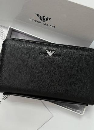 Шкіряний брендовий клатч armani з відділенням для телефона (6615)
