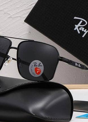Солнцезащитные брендовые очки ray ban (58548) polaroid черные