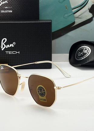 Чоловічі прямокутні сонцезахисні окуляри ray ban 3548 коричневі