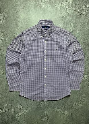 Vintage винтажная рубашка polo ralph lauren поло ральф лаурен big pony в клетку size l размер л
