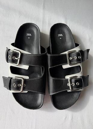 Шльопанці шкіра комбіновані zara 38
