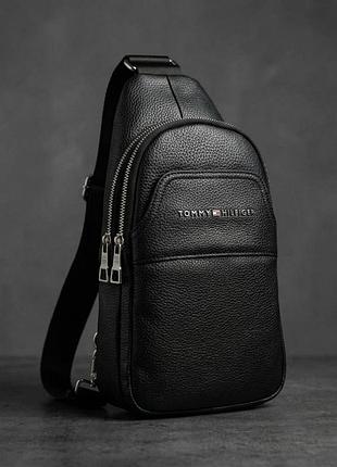Чоловіча сумка на груди (слінг), бананка tommy hilfiger (2325-3) lux