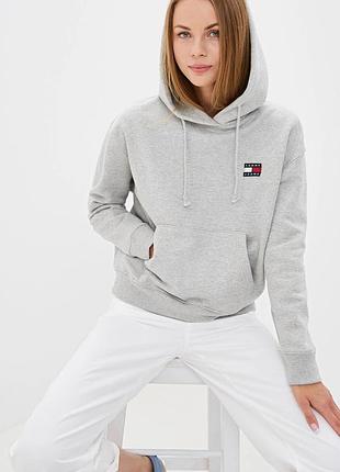 Жіноче сіре укорочене худі на флісі бренду tommy jeans розмір s оригінал