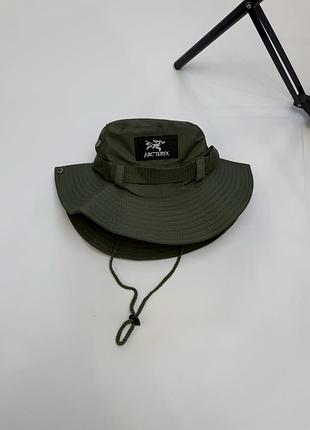 Arcteryx панамка на утяжках arc'teryx арктерикс шляпа стильная летняя панамка водонепроницаемая летняя панама с вышитым логотипом хаки зеленая