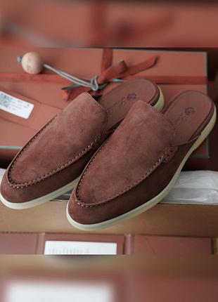 Чоловічі мокасини мюлі з натуральної замші loro piana