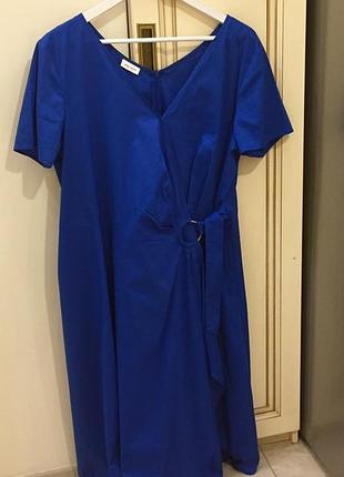 Нова.сукня на затин бренду gerry weber collection poplin cotton midi dress cobalt blue оригінал.зі свіжих колекцій